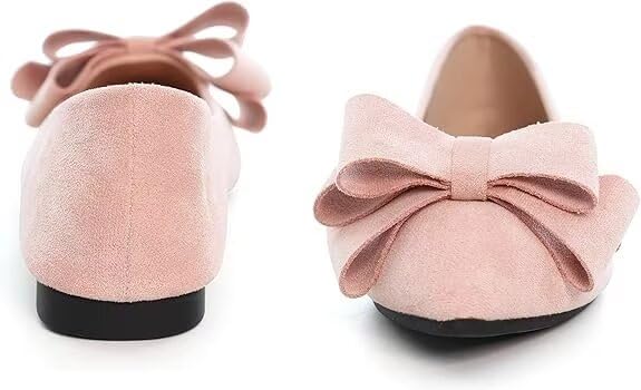 Image of SAILING LU Womens Bowknot Ballet Flats Pointy Toe Suede