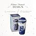 Spode Blue Italian 12oz Porcelain Travel Mug with Lid – Scenic Patterned Drinkware with Decorative Border - Portable Ceramic Coffee Cup for Brunch, Tea, On-the-Go Hot Beverage Moments