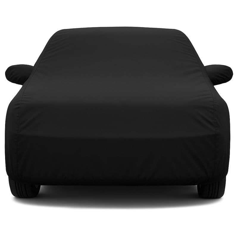 Image of ULTRA SHIELD All Weather Water-Resistant Car Cover for Volkswagen Polo| Durable Light-Weight Triple-Stitched Fabric, UV Protection, Dust Proof | Mirror Pockets, Full Elastic | Black