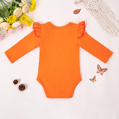 LYSMuch Baby Girls Ruffle Long Sleeve Bodysuit Infant Solid Color Top Jumpsuit Clothes2