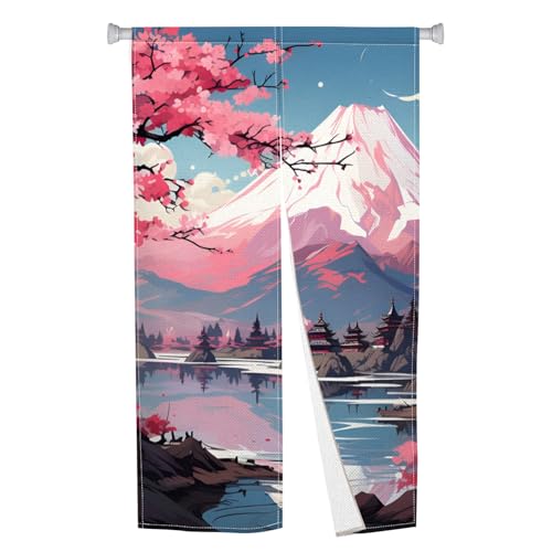 XMJJKUF Long Type Japanese Noren Doorway Curtain Window Treatment Door Tapestry Mountain, Blooming...