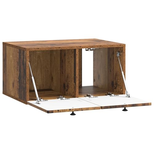 Meuble TV bas suspendu aspect bois vieilli 59,5cm - 4