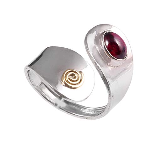 Bague en argent pour femme avec grenat ovale véritable résistant taille US 9.5