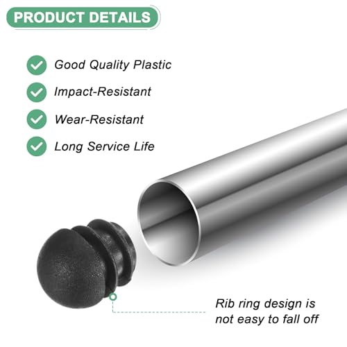 Image of M METERXITY 30-Pack Spherical Plastic Hole Plugs, 0.63 inch (16mm) Plastic Tubing End Caps for Patio /Chairs /Fences, Metal Tubing Leg Cap, Furniture Pipe Insert Sliders Glides