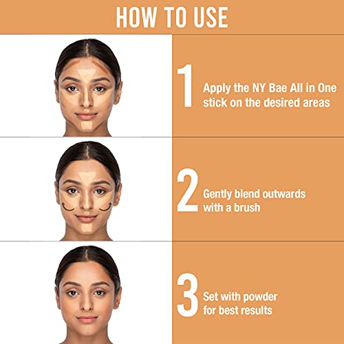 Image of NY Bae All In One Stick - Foundation Concealer Contour Color Corrector Stick | Flawless Texture, Natural Finish | For Wheatish Skin - I'm Goin' to Coney Island - Caramel 4