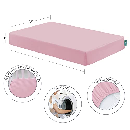 Image of Biloban 3-Piece Toddler Sheet Set for Girl, Toddler Bedding Set Microfiber Includes Crib Mattress Sheet, Flat Sheet and Envelope Pillowcase, Silky Soft, Breathable and Lightweight, Pink