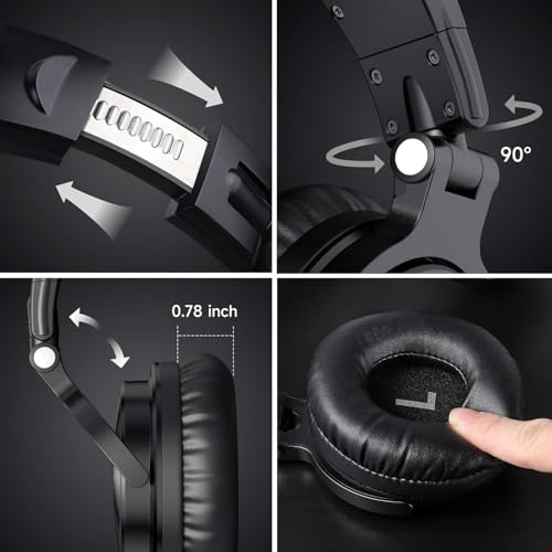 Image of OneOdio Bluetooth Over Ear Headphones - Wireless /Wired 110 Hrs Stereo Sound Bluetooth Foldable Headsets with Deep Bass 50mm Neodymium Drivers for PC /Phone - Studio Wireless Pro C - (Black)