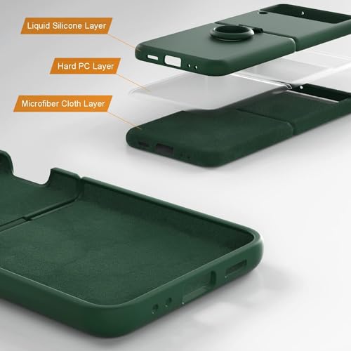 Image of MIDOS Back Cover Compatible with Samsung Z Flip 4 Silicone Case Full Protection Shock Proof Case for Samsung Galaxy Z Flip 4 (Dark Green)