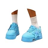 Generisch Zapatillas de plataforma de moda con estampado de estrellas, zapatos con cordones para caminar cómodamente en otoño, azul, 40 EU
