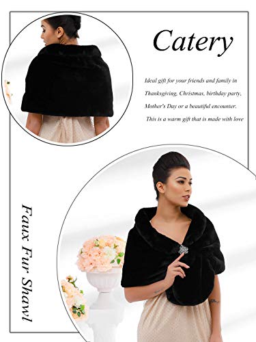 Catery Wedding Faux Shawls and Wraps Fur Stole Winter Cover Up Accessories for Women4