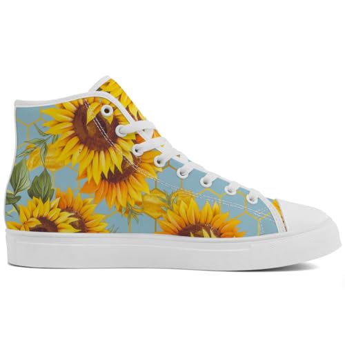 Women's Sunflower High Top Shoes High Top Canvas Sneakers2
