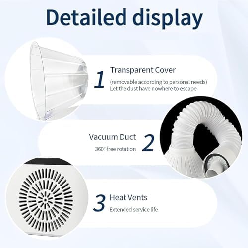 Professional Nail Dust Collector with LED Light, Touch Control, Adjustable Speed, 360 Degree Rotating Hose for Salon Use Essential Nail Art Equipment