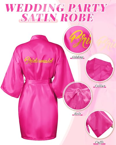 Image of Jecery Women Bride Kimono Robe Embroidered Getting Ready Satin Bridesmaid Robes for Wedding Party Bridal Shower