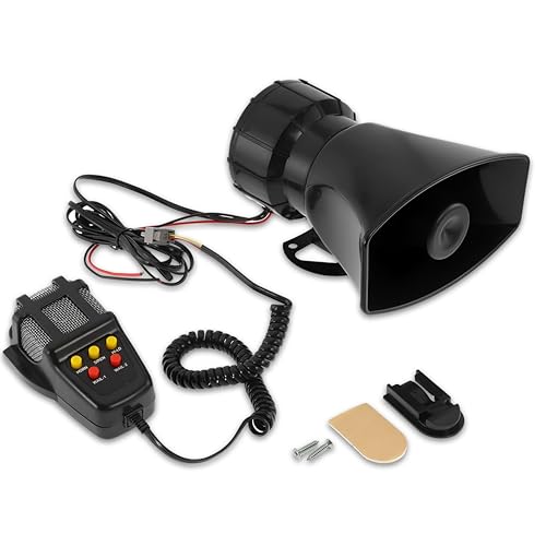 Image of MIKANIX 7 Tone Police Car & Bike Siren Horn Hooter with Mic | PA Speaker System | Super Loud Sound | DC 12V | Remote Control Alarm Buzzer