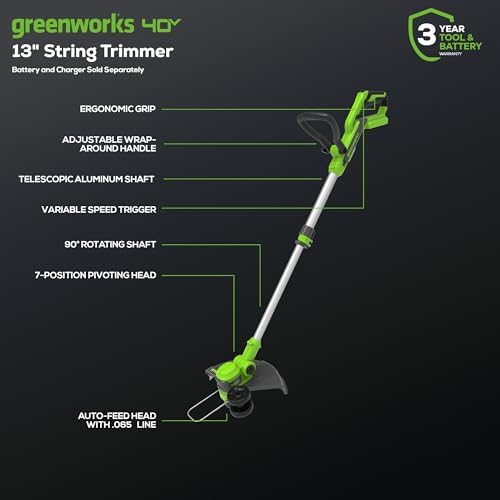 Image of Greenworks 40V Cordless Yard Tool Combo Kit with 2.0Ah Battery & Charger - 13 inch Auto Feed String Trimmer and 350 CFM Leaf Blower, Includes 3 Bonus Spools
