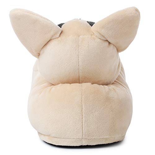 corimori Süße Plüsch-Hausschuhe (10+ Designs) Frenchie „Zorro“ Slipper Einheitsgröße 25-33.5 Unisex Pantoffeln Beige Schwarz
