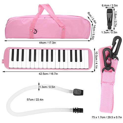 IRIN Melodica, 32 Tasten IRIN Melodica mit Tasche 32 Tasten Blasmusikinstrument Geeignet für Anfänger-Übungstasche (Rosa)