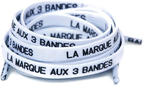 Brand with 3 Stripes Laces in French - Shoelaces for NMD/Ultraboost - Multiple Colors to Choose From! (White)