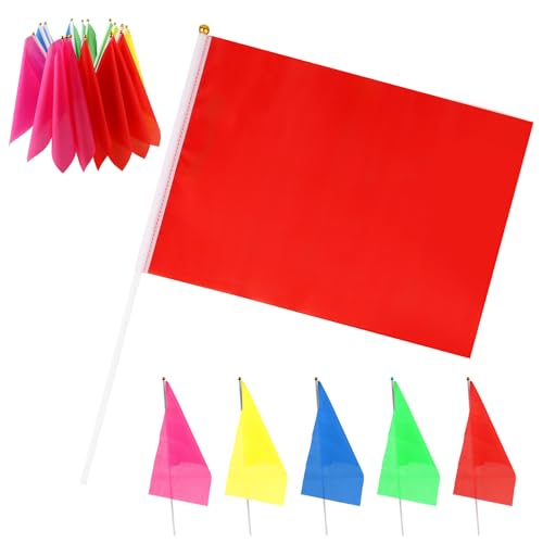 Lot de 20 mini drapeaux sur bâtons - Petits drapeaux tenus à la main - Blancs - Petit drapeau coloré - Pour événements sportifs, célébrations...