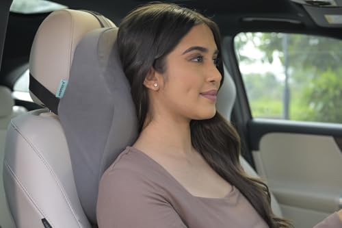 Image of Car Neck Rest Pillow, Memory Foam Head Rest & Neck Support Cushion for Car Seat, Office Chair | Comfortable Ergonomic Design for Neck Pain and Muscle Tension Relieve (Grey, 17x12x5 Inch, Large)