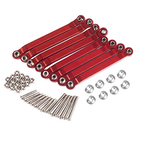 RC Chassis Rod,8 Pcs Metal Chassis Pull Rods Suspension Link Mount for RC Car 1/16 WPL C14 C24 1/12 MN D90 D91 MN40 MN45 MN96 MN99 MN99s Upgrade Par (Red)