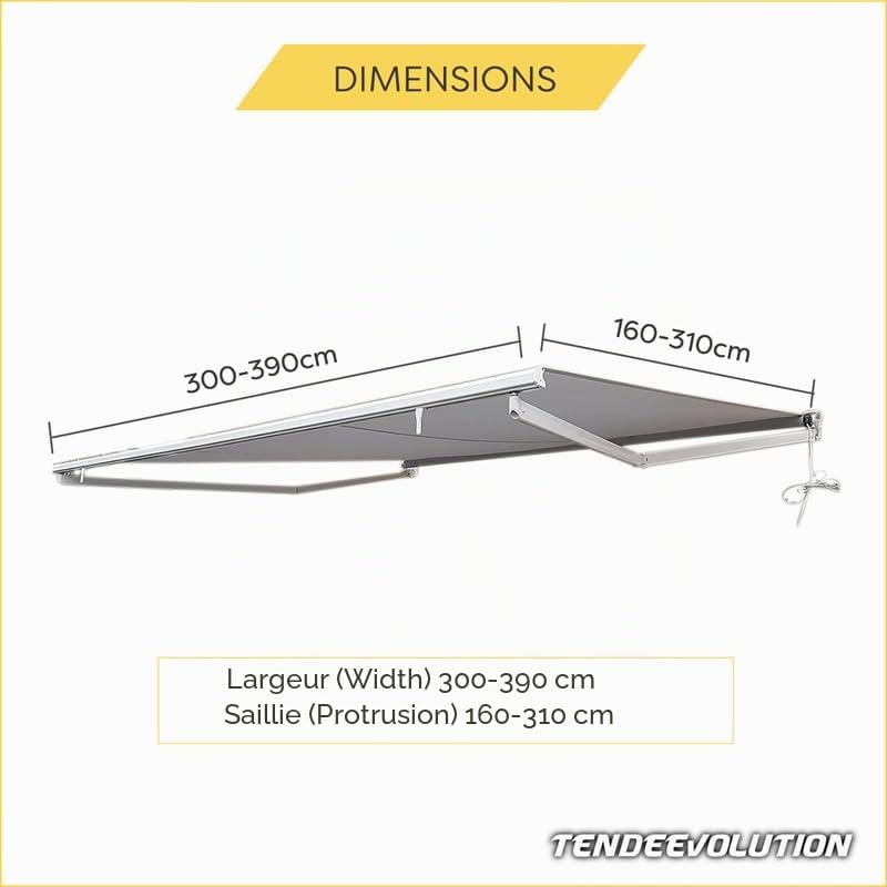 TENDEEVOLUTION Store Banne Extérieur Terrasse avec Lambrequin, Auvent Rétractable en PVC ou Acrylique Tempotest, Motorisé ou Manuel, Fixation Mur ou Plafond (L. 390 Cm X P. 160 Cm)