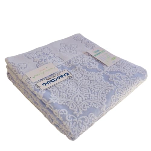 sunny mam タオルケット シングル 今治産 今治 日本製 綿100% ゆったり ワイドロング 約150x200cm 洗える ジャガード織 吸水性 さわやか コットン 夏 肌掛け 冬 中掛けに おしゃれ (アリス/ブルー系)