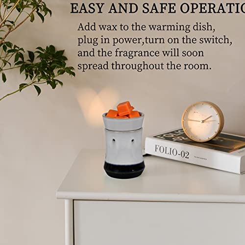 Kaakuuki Ceramic Wax Warmer,Wax Melter For Scented Wax Or Essential Oil For Wax Melts, Elegant Style Fragrance Wax Burner Heater Inremovable Tray For Home Office Bedroom Living Room Decor (Blue) #TOP5