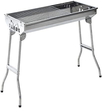 Outsunny 28" Stainless Steel Small Portable Folding Charcoal BBQ Grill Set