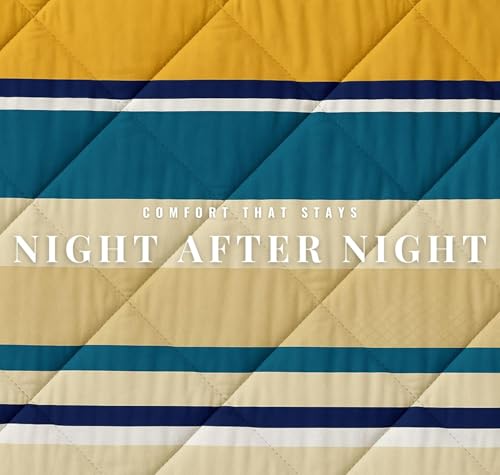 Image of VAS COLLECTIONS Cloud Cotton Reversible AC Comforter for Double Bed | Super Soft 220 GSM Quilt /Duvet /Dohar | Lightweight All-Season Comforter | 88 x 90 Inches (Blue, Yellow)
