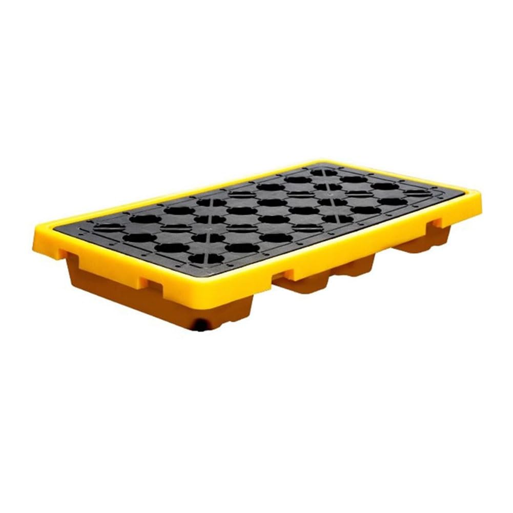 JKJZSALJ Spill Containment Pallet,Industrial Plastic Pallets With Modular Spill Platforms For Leak Proof Containment Of Oil Drums In Laboratory,Yellow,130 * 68 * 17.5cm