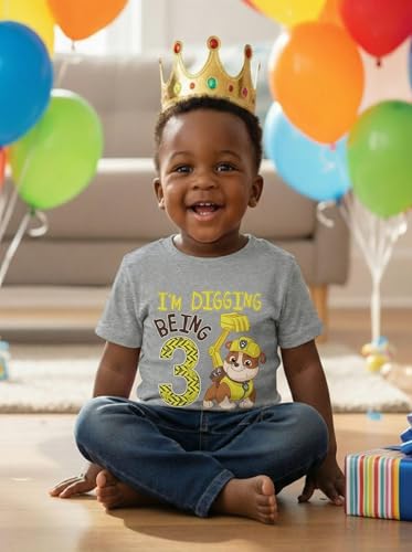 Image of Tstars Paw Patrol Rubble 3rd Birthday Shirt Toddler Boy 3 Year Old Tee