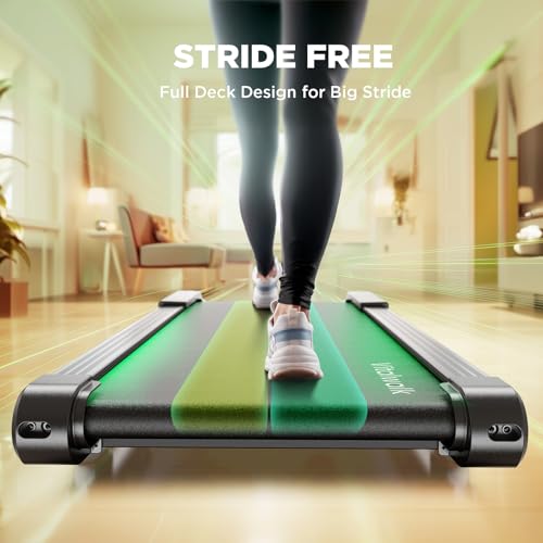 Image of Vitalwalk Walking Pad Treadmill with Incline, Full Deck 15% Auto Incline, Portable Under Desk Treadmills for Home Office, 350LBS, 3.0HP Brushless, 4-Way Move & Vertical Storage, Ambient Light