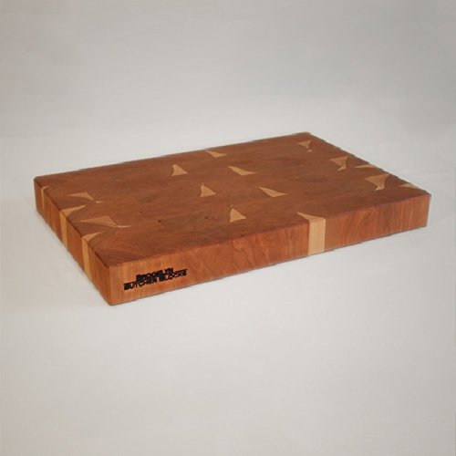 12 x 18 x 1.75 End Grain Cherry Breadboard & Butcher Block - Handmade in USA - Self-Healing - Knife Stays Sharper Longer - Free Rubber Feet Included