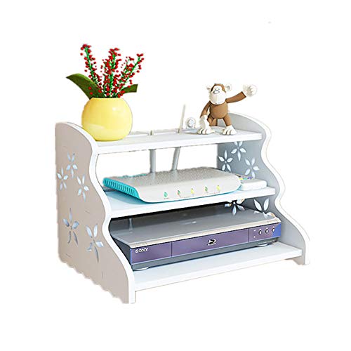 Dreischichtige weiße schwimmende Regale Wand-WLAN-Router TV-Box Set-Top-Box Streaming Media-Geräte