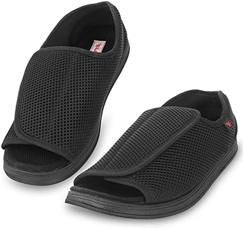 Mens Diabetic Shoes Edema Slippers Adjustable Strap Extra Wide Comfortable Sandals Indoor Outdoor Relief for Swollen Feet Elderly