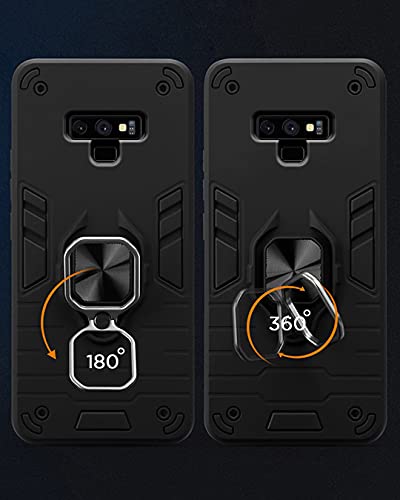 Image of Pikkme D5 Tough Armor Bumper Back Cover Case for Samsung Galaxy Note 9 |Ring Holder & Kickstand in-Built (Black)