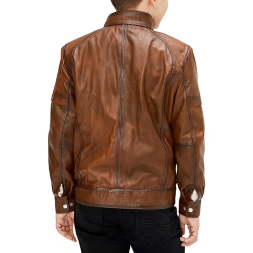 Xtreem Boys Leather Jacket - Classic Motorcycle Style Genuine Sheepskin Kids Moto Jacket3