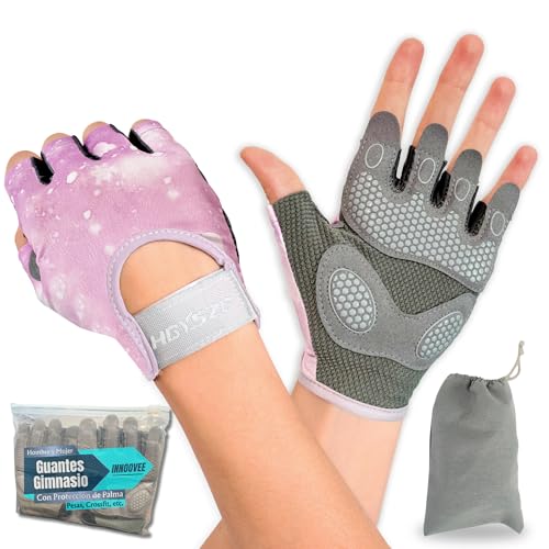 INNOOVEE Guantes Gimnasio Hombre y Mujer, Guantes Gym para Levantamiento de Pesas, Guantes Ciclismo Hombre con Protección de Palma para Fitness y Entrenamiento de Crossfit Musculación (Rosa, Medium)