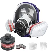 Reusable Full Face Respirator Mask with 40mm Activated Carbon Filter Canister and 6001CN Filter f...
