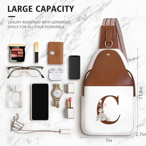 Image of Lizznoe Personalized Crossbody Bag for Women Leather Sling Bags with Initial Letter Chest Bag for Travel, Gift for Mom Wife