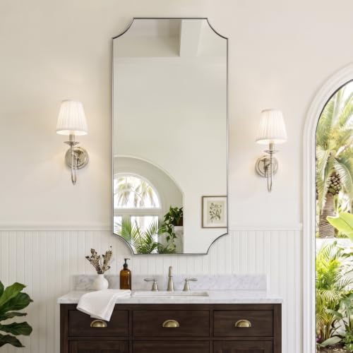 Image of MIRRORART Chrome Bathroom Mirrors for Over Sinks, 24x48'' Silver Mirrors