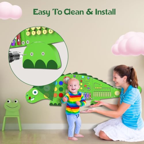 Image of Activity Wall Busy Board for Toddlers: 9-in-1Interactive Activities | Montessori Sensory Toys Panel for Playroom - Build Fine Motor Skills & Hand-eye Coordination - Gift for Kids Age 3+