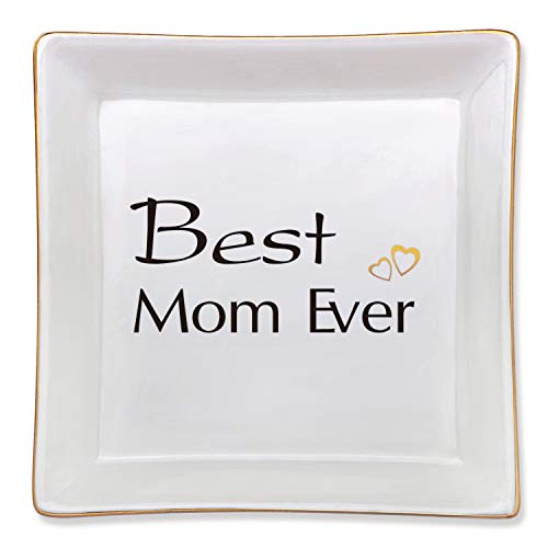 zhengshizuo Best Mom Ever - Mom Birthday Gifts from Daughter Son,Birthday Gifts for Mom, Mother of The Bride Gifts,Mom Gift from Daughter Birthday Gift for Mom,Thanksgiving Gifts, Jewelry Tray