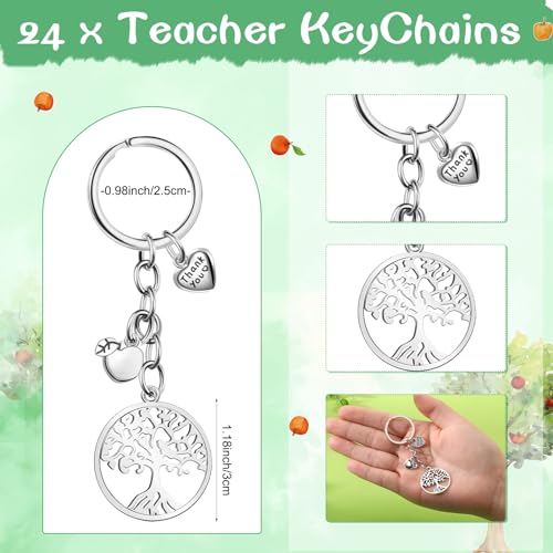 Ecation Teacher Appreciation Gifts Teacher Key Chains Tree Keychain Card Thank You Gifts for Women(24) - Thumbnail 2
