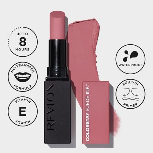 Image of REVLON ColorStay Suede INK Lipstick, Waterproof, Longwear, Transfer proof, Antioxidant-rich Vitamin E, With Vegan Formula made without parabens, That Girl - 008 (Pack of 2)