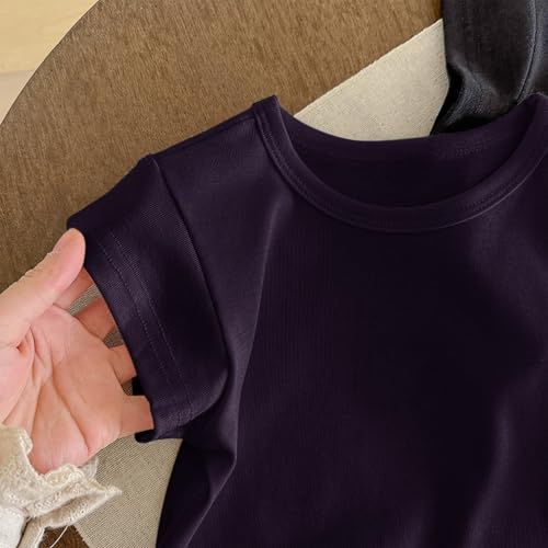 Girls Basic T Shirt Short Sleeve Solid Lightweight Cotton Tees Soft Crewneck Sport Tops for School Outdoor Sport2