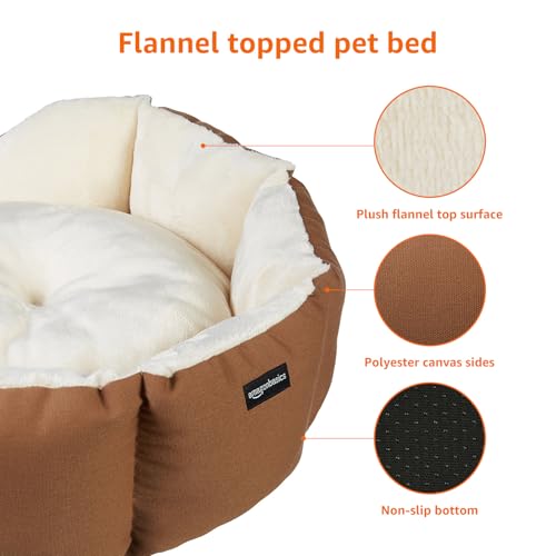 Image of AmazonBasics Octagon Polyester Pet Bed For Cats & Small Dogs - 20 Inch, Brown
