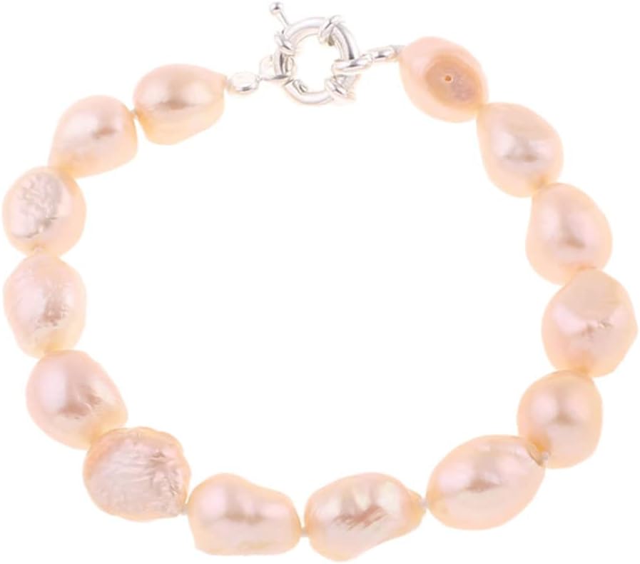 Women's Pearl Bracelet | Large 10-11mm Baroque Freshwater Cultured Bracelet for Women Ladies and Girls Length 7.5"