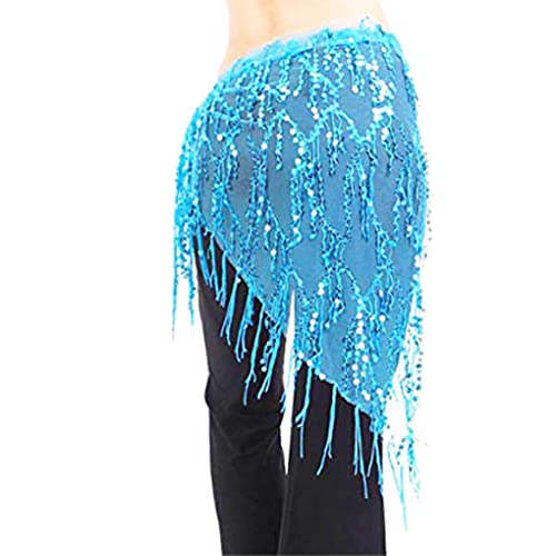 SUDNJIALQ Lady Belly Dance Hip Lenço Acessório Traje de Dança do Ventre Azul Escuro , Azul